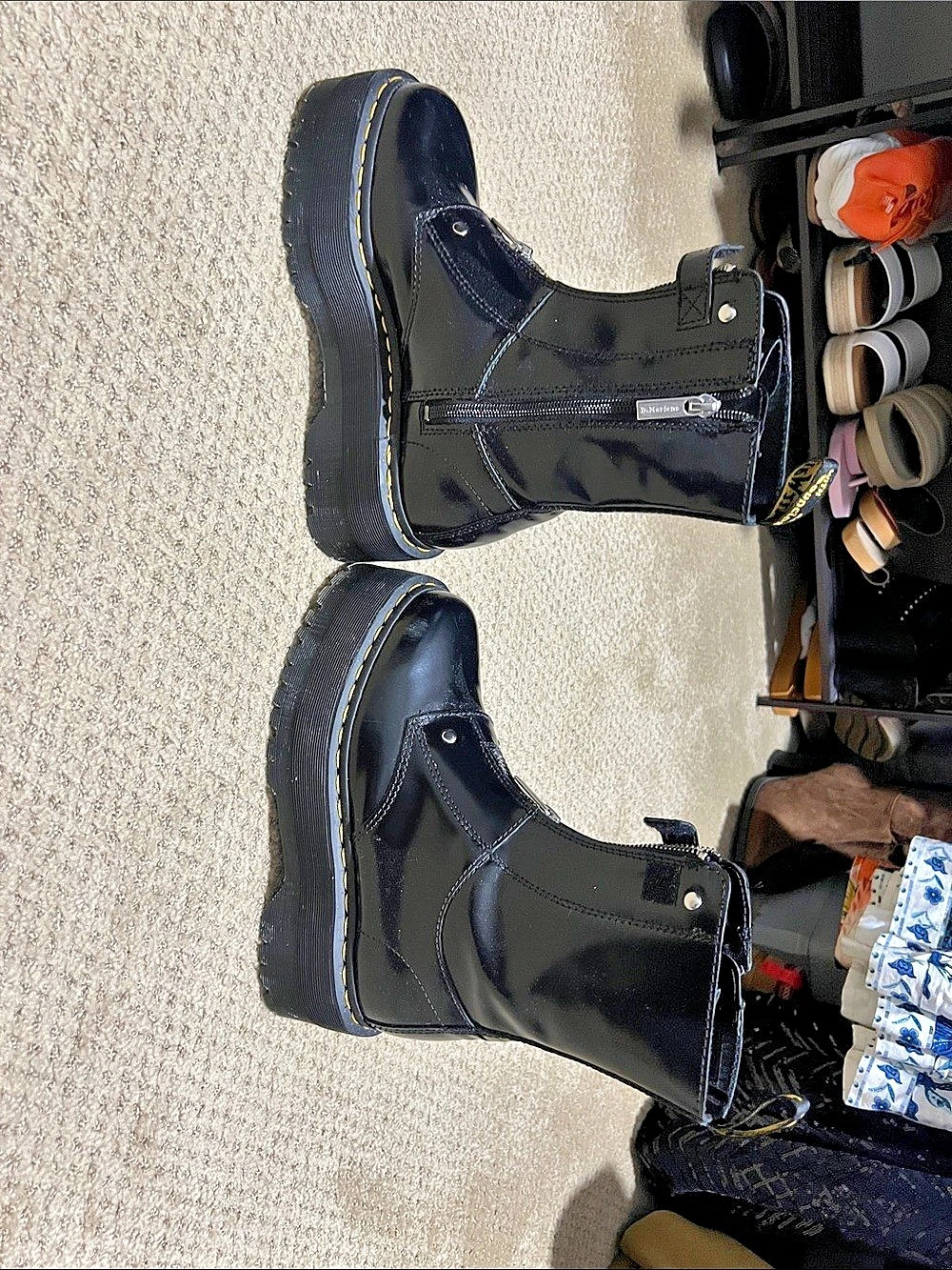 Dr. Martens Jadon Platform Combat Boots in Black size 7 - Picture 3 of 7